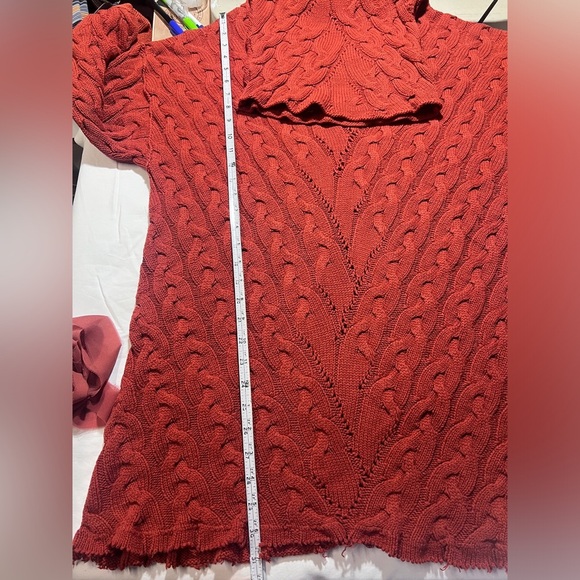 FREE PEOPLE Rust red cable knit turtleneck‎ sweater dress size S - Picture 14 of 14